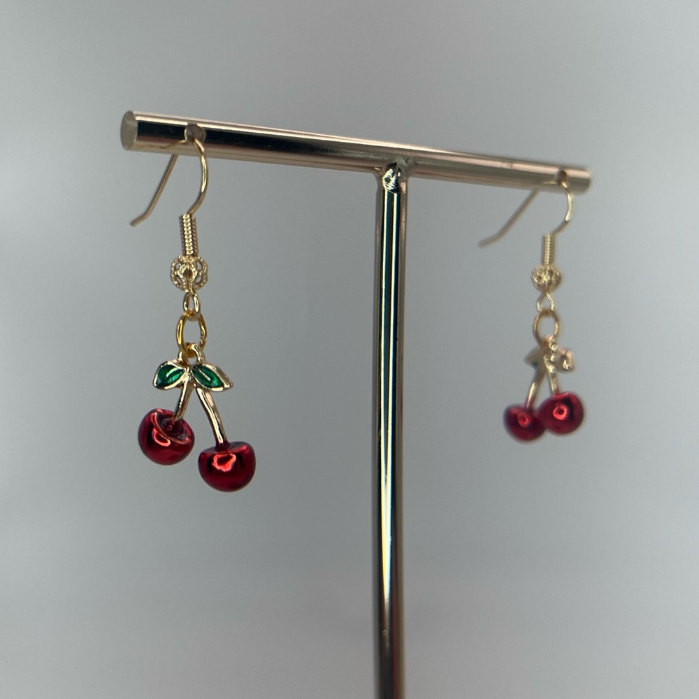 Cute handmade cherry earrings